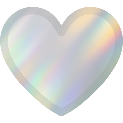 A heart with a Iridescent pattern. It has an outline that is slightly darker than the rest of it